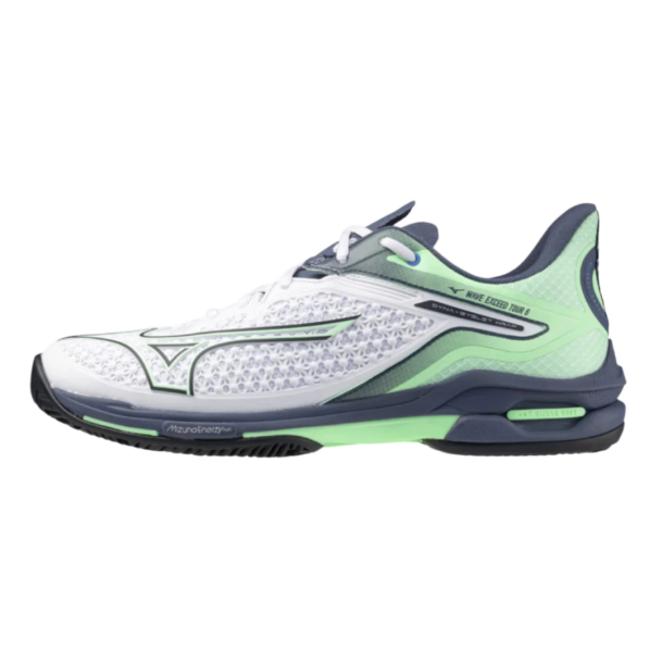 Mizuno Wave Exceed Tour 6 Unisex Clay Court - White/Neo Mint